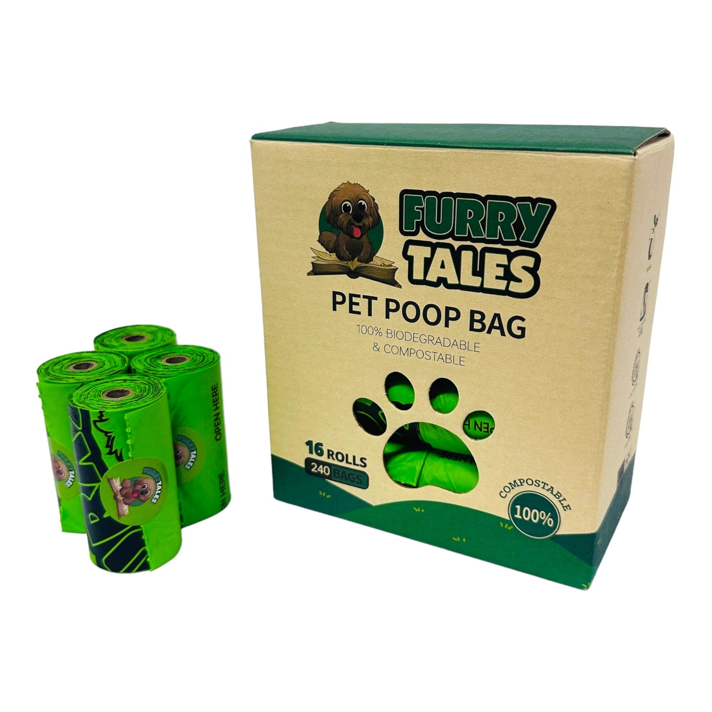 Furry Tales Compostable dog poop bag front16