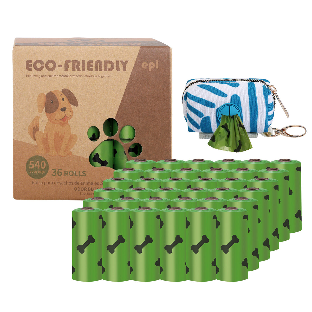 Eco-Friendly Biodegradable Dog Poop Bags with a handy dispenser