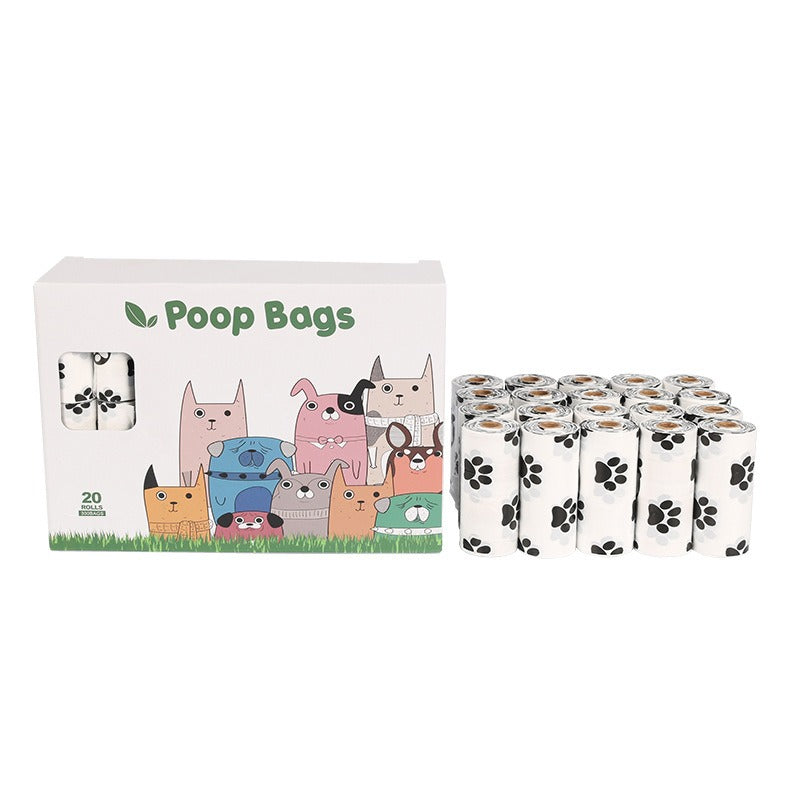 White Footprint Dog Poop Bags – Eco-Friendly D2W Degradable