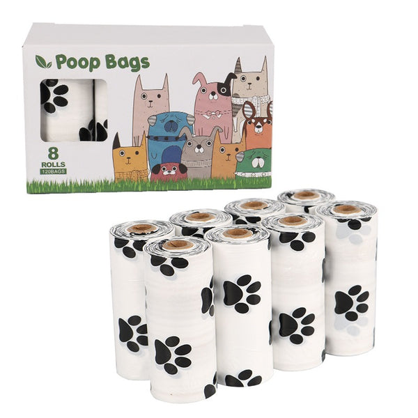 White Footprint Dog Poop Bags – Eco-Friendly D2W Degradable