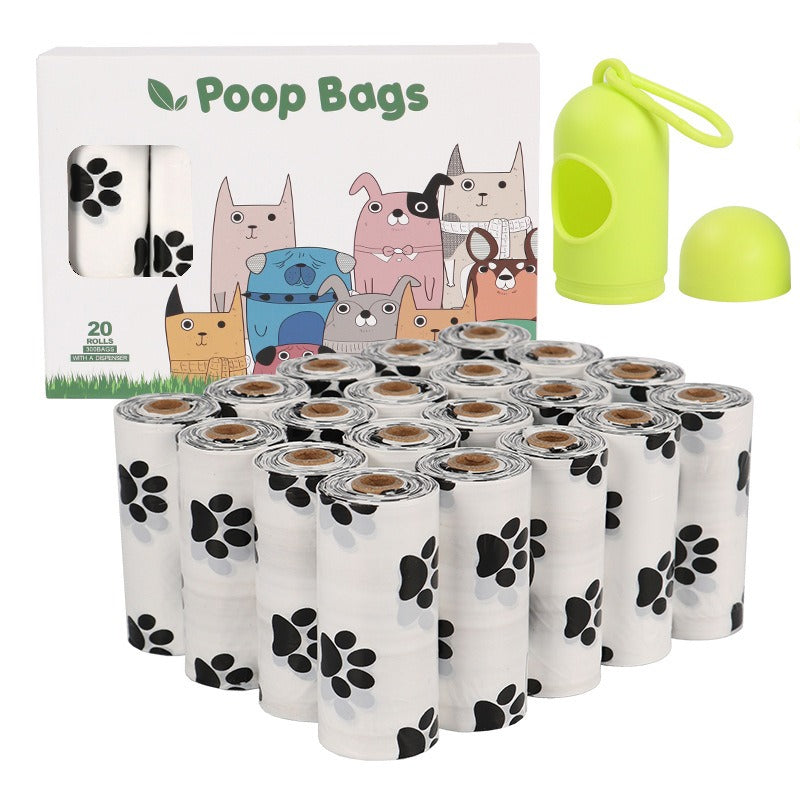 White Footprint Dog Poop Bags – Eco-Friendly D2W Degradable