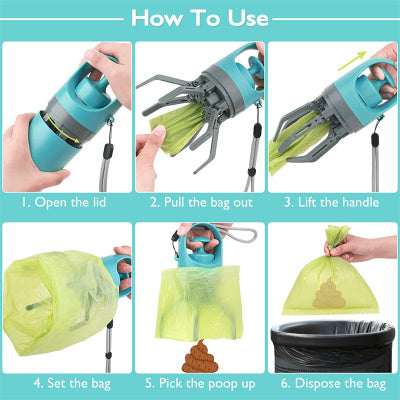 Portable Dog Pooper Scooper with Built-in Bag Dispenser