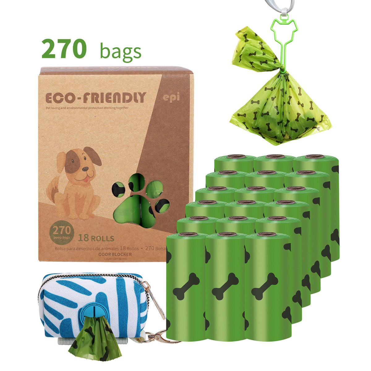 Eco-Friendly Biodegradable Dog Poop Bags with a handy dispenser